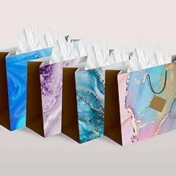 Sainet™ Gift Bags - Paper Bags For Return Gifts - Paper Gift Bag - Large - Carry Bags For Gifting - Goodie Bags With Tissue & Thank You Card - Gift Covers - Pack of 5, Assorted-picture-29