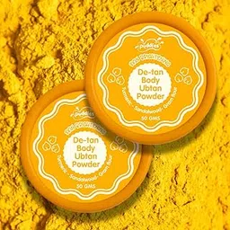 Puddles De-Tan Body Ubtan Powder for Kids – Pack of 2 (50g Each) | Turmeric, Barley, Gram Flour & Sandalwood | Natural Tan Removal, Brightening & Nourishing | Gentle, Chemical-Free & Kid-Safe – 100g-image-6