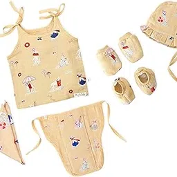 Honcho Baby - Essential Clothing Bundle Gift Set (6 Piece) for Newborn to 3 Months | Knot Jabla, Nappy, Cap, Booties, Mittens & Washcloth (Pawsome Beach Day, 0-3 Months)-image-56