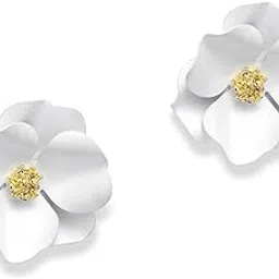 the missie life BY EVERSTYLISH White Floral Stud Earrings for Women | Chunky Flower Design | Lightweight Statement Jewelry | Trendy & Bold Fashion Accessory for Women & Girls-picture-20