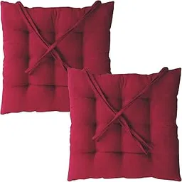 Chair Pads 40x40 cm 16X16 inch- Beige,Square Seat Cushions with Thick 600G Cotton Filler & Ties, Medium Size for Sitting, Pooja, Dining Table, Outdoor, Beige.Set of 2 pc-picture-23