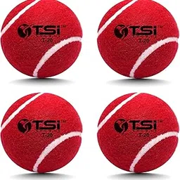 TSI Sports T-20 Cricket Tennis Ball Rubber Cricket Tennis Red High Bounce Street Match Cricket Tournament Cricket Tennis Ball for Standard Size All Skill Levels Pack of 4-picture-52