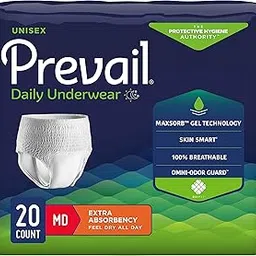 Prevail Extra Absorbency Incontinence Underwear Medium 20 Count Breathable Rapid Absorption Discreet Comfort Fit Unisex Adult Diapers : Medium-picture-28