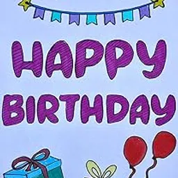 Handmade Birthday Greeting Card | Includes White Envelope | Blank Interior for Personal Message | Made on 200 GSM paper using acrylic colors | Festive Lavender Design with Colorful Bunting, Balloons, & Presents-image-28