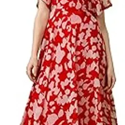 trillmixa Women's Georgette Midi Dress with Floral Printed Pattern Half Sleeves Knee Length Round Neck and Regular Fit-picture-11