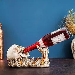 Lucky SAIN Wine Racks Wine Bottle Holder Skull Sculpture Wine Bottle Holder Decorative Ployresin Cranium Gift Ornament Accessories Wine Racks Bottle Rack-image-34