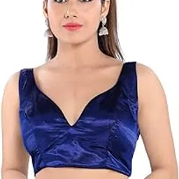 vamas Women's Silk Padded Self Design Sleeveless Readymade Saree Blouse (X-950NS)-picture-12