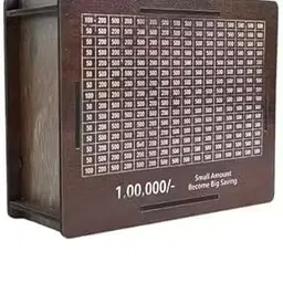 RANGSHALAA Wooden Money Piggy Bank 100000, Money Saving Box, with Savings Chart, 100000 Rupees Goal Tracker, Cash Collection Bank for Kids and Adults-picture-30