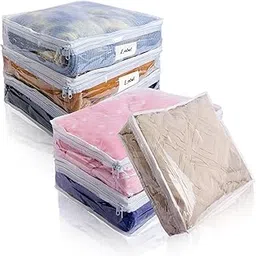 Clear Zippered Storage Bags 6 Packs Plastic Storage Bags Sweater Storage Bags with Zipper Clothing Storage Bags Organizer for Blankets Linen Bed Sheet Quilt Clothes Pillow (12 x 12 x 4 Inch)-picture-11