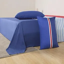 United Colors of Benetton 100% Cotton King Size Bedsheet Set; Soft, Skin-Friendly & Fade-Resistant (Rainbow Collection), Blue-Red-picture-28