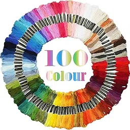 DIY Crafts Rainbow Color Embroidery Floss - Cross Stitch Threads - Friendship Bracelets Floss - Crafts Floss - Skeins Per Pack Set of Embroidery (Pack of 100 Pcs, Bright Dark)-picture-30