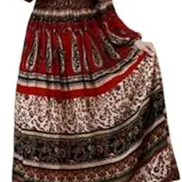 Women's Cotton Dress Jaipuri Sanganeri Print Midi Long Dress Printed Fit and Flare Maxi Dress A-Line Gown Dress Maxi Skirt, Mandala (Free Size)-image-65