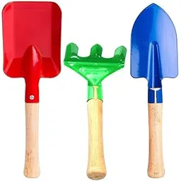 3Pcs Kids Garden Tools with Wooden Handle || Kid's Development Toys || Gardening Flower Planting Tool Set || Physical & Mental Growth Garden Kit for Kids (Garden Tools)-picture-10