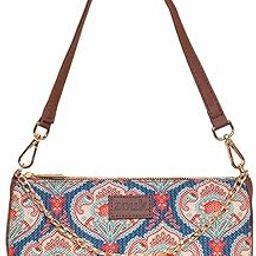 zouk Baguette Bag | Crossbody Bags for Women | Women's Handbags | Stylish Sling Bag for Woman | Vegan Leather Evening Bag | Travel & Office Use | Purse and Wallet | Kovil Blue Print-picture-11