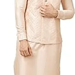 Men's Blended Self Design Traditional Full Sleeves Jacket Pyjama Set (3pcs)-image-59