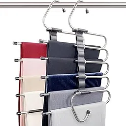 FLYMORE 5 in 1 Stainless Steel Foldable Hangers for Clothes Hanging Multi-Layer Multi-Purpose Pant Hangers for Wardrobe Magic Foldable Hanger,Multipurpose Hanger Organizer Steel Pack of 1-picture-19