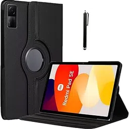 ProElite Case Cover for Redmi Pad SE 11 inch Cover, 360 Rotatable Smart Flip Case Cover for Redmi Pad SE 11 inch Tablet with Stylus Pen, Black image 1