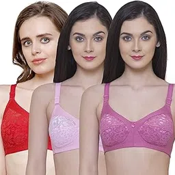 inkurv Full Coverage Bra for Women,Non Padded, Non Wired,Rich Cotton Fabric | Everyday Bra for Heavy Breast Support | Floral Design Regular Bra - Combo of 3 Thea-picture-15