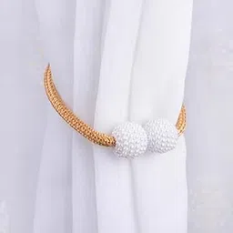 Magnetic Curtain Tiebacks for Home and Office, Pearl Ball Design, Braided Thread, 46 cm Decorative Rope (8, Gold)-picture-34