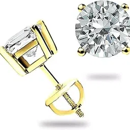 patel gems jewls 14K Yellow Gold Moissanite Stud Earrings for Women and Men | 4-Prong Martini Setting Women’s Jewelry | 1 Ct Round Cut Faint Color Diamond Earrings with Screw Back Ideal for Gifting-picture-36