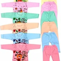 Baby Boy and Baby Girl Cotton Multicolor Full Sleeve Casual Dress T-Shirt Top and Pajama Pant Combo Pack of - 6-picture-27