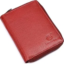 leatherstile RFID Protected Red Genuine Leather Clutch Wallet for Women with Zipper Clouser-picture-15