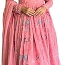 fashion basket Havy Georgette Embroidered Anarkali Dress for Women Pink-picture-66