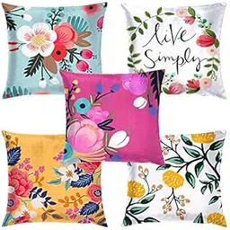 DEVICE Set of 5 HD Print Decorative 150TC Jute Throw/Pillow Cushion Covers, 16 X 16 Inches (Multi-Mixed)-picture-17