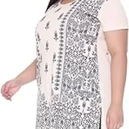 in love Women's Plus Size Longline T-Shirt with Ethnic Print, Side Slits Pockets-picture-21