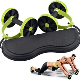 SPIRITUAL HOUSE 1 Pc Foldable Multifunction Pull Rope Wheeled Health Abdominal Muscle Training Home Fitness Equipment - Green Color-image-5
