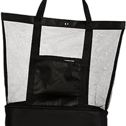 VELURA Beach Tote Bag Versatile Portable Storage Bag for Camping Travel Backpacking Black|1 Mesh Beach |Women's Handbags & Bags| Womens Handbags & Bags|Clothing, Shoes & Accessories-image-22
