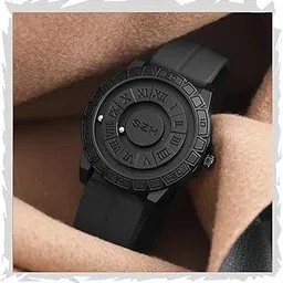 shocknshop Magnetic Rolling Pointer Roulette Quartz Black Dial Soft Silicone Magnetic Buckle Wrist Watch for Men Boys -WCH362-picture-41