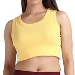 Mlada Rib Knit Crop Top for Women | Cotton Ribbed Top for Women | Round Neck Rib Knit Crop Top Sleeveless | Regular Fit Sleeveless Tank Top | Solid Fit Crop Tops for Women | Sleeveless Cotton Crop Top-image-70
