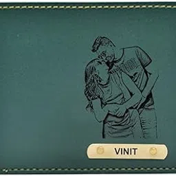 Customized Leather Wallet with Photo and Name Engrave | Personalized Gift Wallet for Husband | Customized Gift Wallet for Men's (Green)-image-81