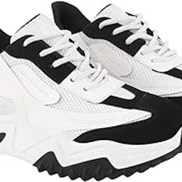 shoetopia Chunky Platform Sneakers for Women Colorblock || Lace-Up Athletic Shoes with Wavy Sole Design Casual and Party-picture-26