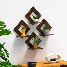 generic Engineered Wood Designer Wall Shelves Flower Pots Stand Wall Mount For Home Decor Items For Living Room & Bedroom-picture-17