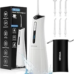 Water Dental Flosser for Teeth Cordless Oral Irrigator 5 Cleaning Modes 4 Replaceable Jet Tips IPX 7 Waterproof (White)-picture-34
