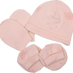 tinihuggs | 100% Soft Cotton | Cap, Mittens and Booties | New Born Baby Products | Newborn Essentials | Baby Gift Set | Size: 0-3 Months-picture-12