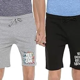 ads clothing Mens Cotton Blend Grey Black Graphic Print Comfortable Shorts-picture-15