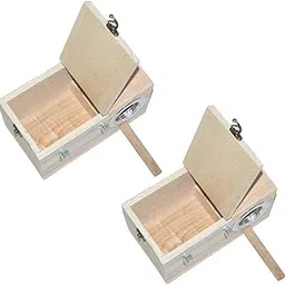 CALANDIS™ 2Pc Wooden Wild Bird Nest Box Nesting Feeding Feeder Station House & Stick M | Birdhouses | Bird & Wildlife Accessories | Yard, Garden & Outdoor Living-image-14