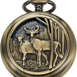 whodoit Stainless Steel Single Open Men's Mechanical Pocket Watch, Roman Digital Dial Mechanical Pocket Watch for Men, MW160, Mechanical-picture-20