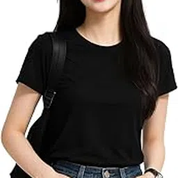 Premium Comfort Women's T-Shirt 100% Cotton Soft Feel Short Sleeve Round Neck Solid Color Basic Tee Perfect for Casual Summer Outfits Stylish & Essential Wardrobe Staple for Girls.-image-98