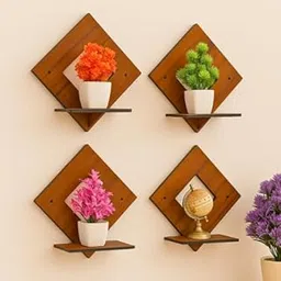 Decorative MFD Wall Mounted Circular Wooden Shelves – Stylish Living Room & Bedroom Organizer/Accent Display Shelf Set for Home Decor -Pack of 4-image-96