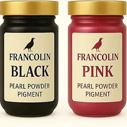 Francolin | Black & Pink | Mica/Pearl Powder Pigment | Non Toxic | Vibrant Metallic Glowing | for Soap, Epoxy Resin, Painting, Nail Art & Craft, Cosmetic, Slime | 20g*2-picture-52