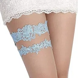 gargala Garter Set Lace Garters Belt Bride Women White Blue Garter Size Optional-picture-25
