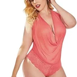 lillycreation Women Lingerie Lace Babydoll V Neck Chemise Mesh Nightwear Sexy Long Gown Lingerie Sheer Nightdress with G-String Panty.-picture-54