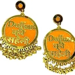 neeyati Traditional Dulhan Ki Saheli Gold-Toned Round Earrings with Ghungroo Drops, Yellow-picture-10