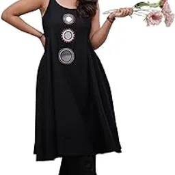 bharvita Women's Regular Fit Cotton Blend Solid Print Kurta Pant Set with Round Neck Sleeveless Calf Length and Pull On Closure Type-picture-19