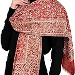 zamour Women Kani Woolen Stylish Stole with Woven Soft Wool Feel for Winter in Paisley Jaal Patterns-picture-10