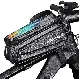 HASTHIP® Black-12,Bicycle Storage Frame Double Zipper Design Cycle Mobile Holder Bag with Waterproof TPU Touch Screen for All Phones Upto 6.5 Inches Outdoor Riding Gear-picture-34